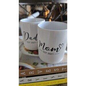 Mom & Dad Est. 2021 Coffee Mug Gift Set #0001 Black & White GIFT FOR PARENTS